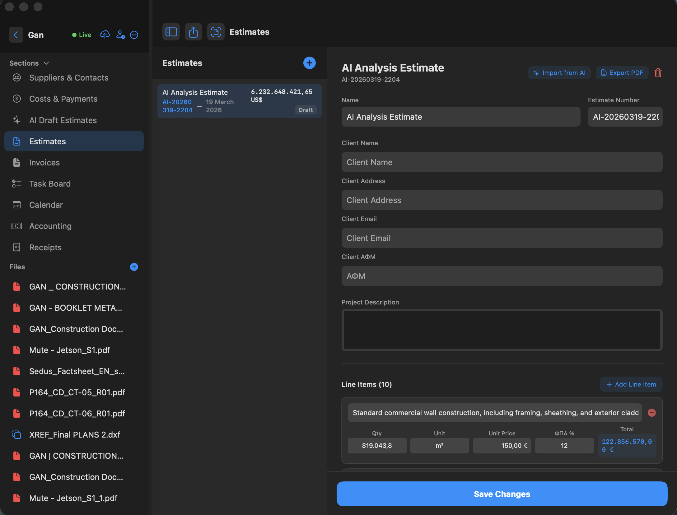 Structo Estimate Tool